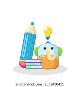 Bright and engaging vector illustration themed 'Back to School,' featuring school supplies, books, backpacks, and educational icons. Perfect for promotional materials, classroom decorations, and acade