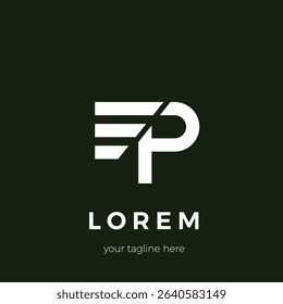 Bright EP letter logo vector in dark background looks simple