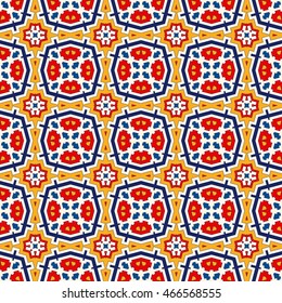Bright ethnic abstract backdrop. Seamless pattern with oriental, old ornament on white background. Vector illustration