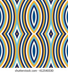 Bright ethnic abstract background. Seamless pattern with symmetric geometric ornament. Ornamental mosaic texture. Vector illustration