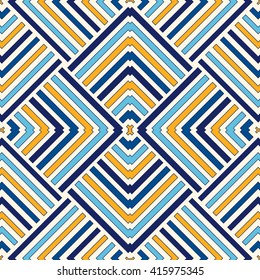 Bright ethnic abstract background. Seamless pattern with symmetric geometric ornament. Ornamental mosaic texture. Vector illustration