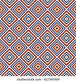 Bright ethnic abstract background. Seamless pattern with symmetric geometric ornament. Ornamental mosaic texture. Vector illustration