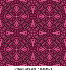 Bright ethnic abstract background. Seamless pattern with oriental, old ornament. Ornamental vivid wallpaper. Vector illustration