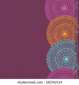 Bright ethnic card . vertical endless border. All objects are conveniently grouped on different layers and are easily editable.