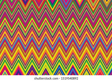 Bright ethnic pattern with colorful zigzag lines. Vector illustration
