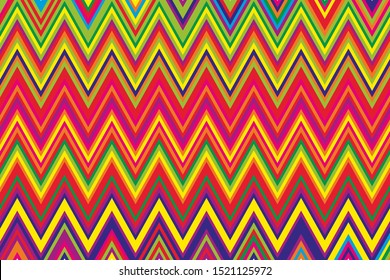 Bright ethnic pattern with colorful zigzag lines. Vector illustration
