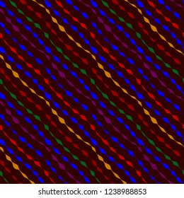 bright ethnic pattern imitating embroidery, seamless vector ornament on a dark background
