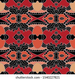 Bright ethnic seamless pattern. Folklore background, oriental ornament. Batik, embroidery design