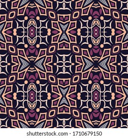 Bright ethnic seamless pattern with geometric ornament. Abstract geometric art print. ethnic hipster backdrop. Vector folk tribal colorful pattern.