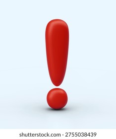 Bright exclamation mark on blue background. Vector template of closeup punctuation mark. Attention, important information. Stop, danger, caution, problem