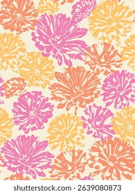 Bright exotic hand drawn flowers. Seamless patterns with colorful floral for fabric, textiles, wrapping paper, cover, banner, home decor,  abstract backgrounds. Vector illustration.