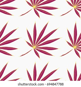 Bright Exotic Leaves. Seamless Pattern with Colorful Tropic Plants. Trendy Hand Drawn Zentzngle for Surface, Textile, Cloth, Linen