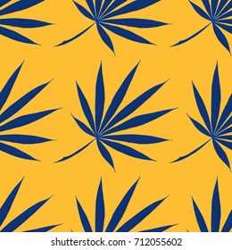 Bright Exotic Leaves. Seamless Pattern with Colorful Tropic Plants. Trendy Hand Drawn Zentzngle for Surface, Textile, Cloth, Linen