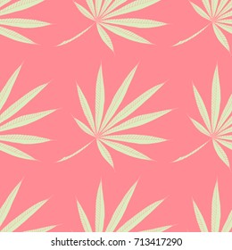 Bright Exotic Leaves. Seamless Pattern with Colorful Tropic Plants. Trendy Hand Drawn Zentzngle for Surface, Textile, Cloth, Linen