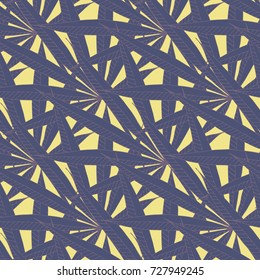 Bright Exotic Leaves. Seamless Pattern with Colorful Tropic Plants. Trendy Hand Drawn Zentzngle for Surface, Textile, Cloth, Linen