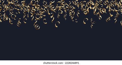 Bright explosion background of golden confetti. Abstract random grainy texturefor celebratory design, Christmas decorations, wedding theme, greeting card, banner, gift packaging. Vector seamless