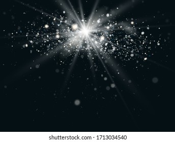 Bright explosion on the dark cosmic backdrop. Vector