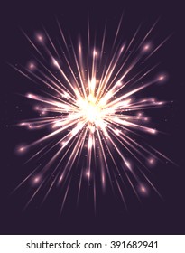 Bright explosion with rays and glare. Vector element for your creativity