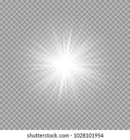 A bright explosion of a star on a transparent background. Vector illustration with light effect