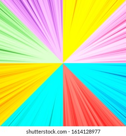 Bright explosive concept with colorful speed rays and beams. Vector illustration