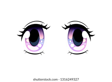 Bright Eyes, Beautiful Eyes with Light Reflections Manga Japanese Style Vector Illustration