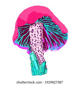 Bright fairy mushroom on a white background.