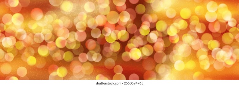 Bright queda padrão sem emenda com efeito de sobreposição brilhante bokeh e textura de ruído. Laranja sazonal macio e vermelho bg com fundo festivo gradiente borrado