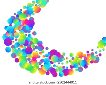 Bright falling confetti scatter vector background. Rainbow round particles new year decor. Surprise burst party confetti. Prize event decor illustration. Top view sequins.