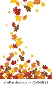 Bright Falling Fall Autumn Leaves Vertical Illustration 1