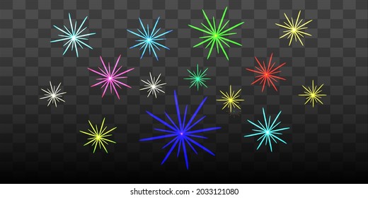 bright falling winter snowflakes fireworks on transparent background