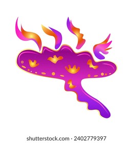 Bright fantasy fire plant. Vector fairy tale drawing.