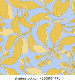Bright fantasy flowers hand drawn vector seamless pattern. Vintage Romantic Bloom design. Cottage core aesthetic floral print for fabric, scrapbook, wrapping paper, card making.