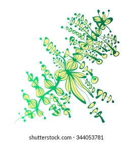 Bright fantasy hand drawn flowers. Vector illustration