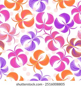 Bright fantasy purple seamless pattern with light multi-colored butterflies on the background of the starry sky.  For fabric and gift wrap