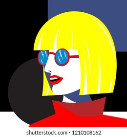 Bright fashion girl in the style of pop art. Vector graphics.