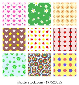 bright and fashionable seamless patterns set