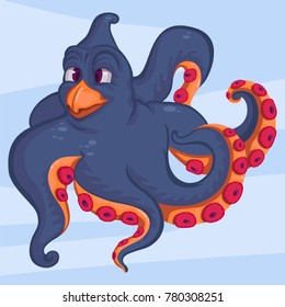 Bright fat octopus with a beak