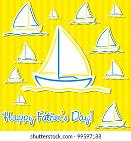 Bright Father's Day sailing boat cards in vector format.