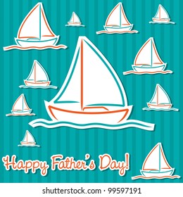 Bright Father's Day sailing boat cards in vector format.