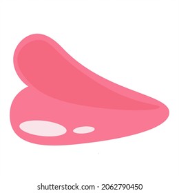 Bright female lips, decorative element. Red human lips vector illustration, parts of a woman's face. The illustration is executed in a flat, minimalistic modern style close-up.
