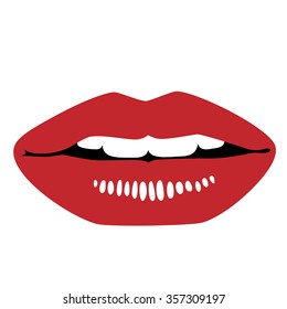 Bright female lips. Simple lines. Sketch.