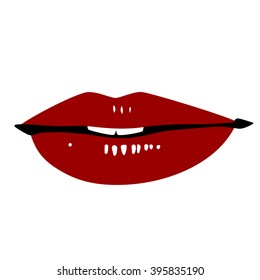 Bright female lips. Simple lines. Sketch.
