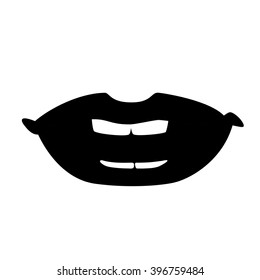 Bright female lips. Simple lines. Sketch. Black fnd white.