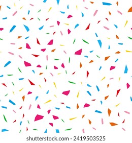 Bright Festival seamless pattern with confetti. Repeating background, vector illustration
