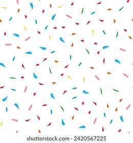 Bright Festival seamless pattern with confetti. Repeating background, vector illustration
