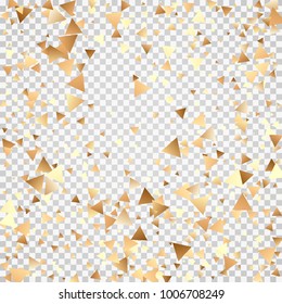 Bright festive background with confetti of geometric elements in a Memphis style. Colored postcard.