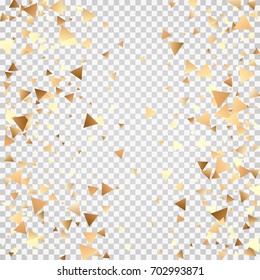 Bright festive background with confetti of geometric elements in a Memphis style. Colored postcard.