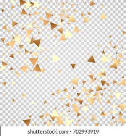 Bright festive background with confetti of geometric elements in a Memphis style. Colored postcard.