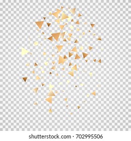 Bright festive background with confetti of geometric elements in a Memphis style. Colored postcard.