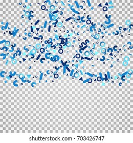 Bright festive background with confetti of geometric elements. indigo.blue. nevy